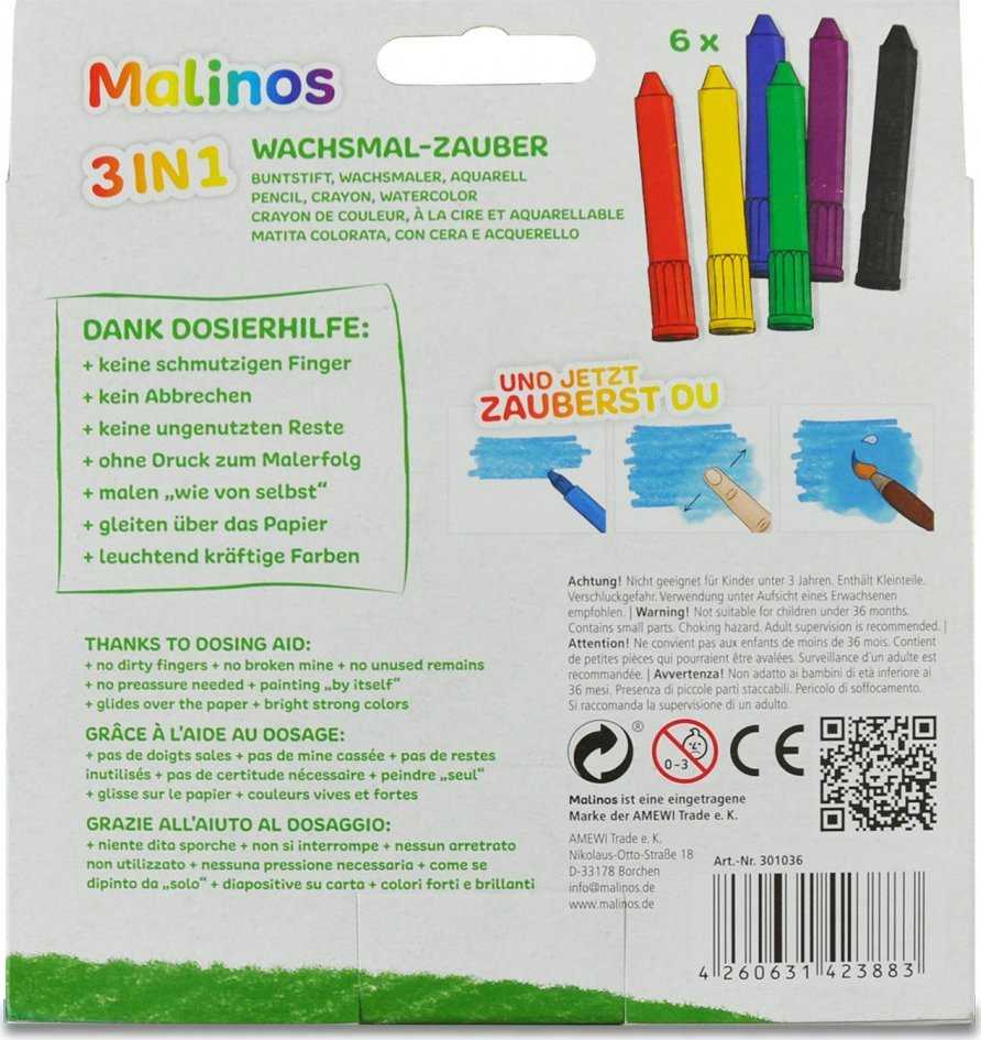 Malinos Malinos Wachsmalstifte Wachsmal-Zauber 6 Farben 3+