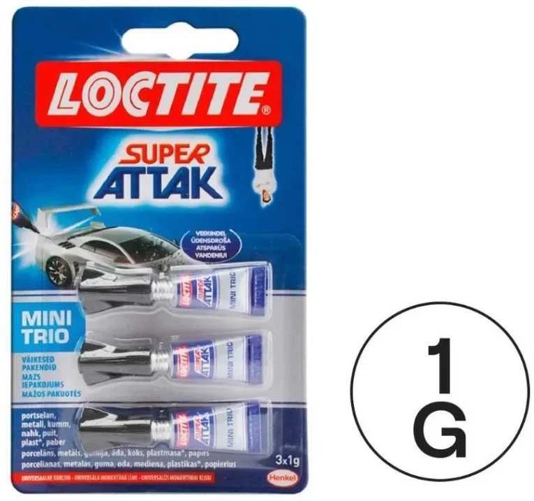 Universalūs klijai LOCTITE SUPER Bond Mini Trio, 3 g