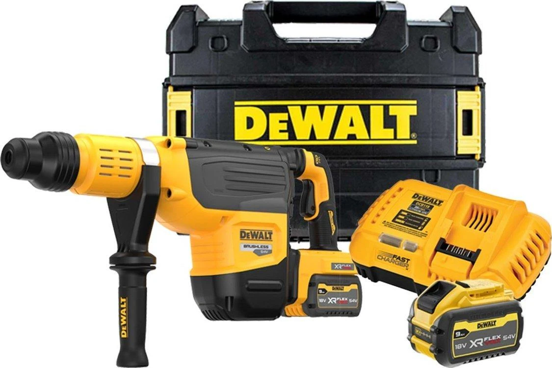 DeWalt 54V perforatoriaus komplektas su dviem 9Ah baterijomis