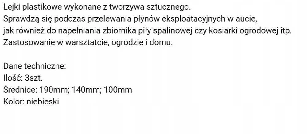 Malwa UNIVERSALUS PLASTIKINIS Piltuvėlis 3 vnt. 190/140/100mm