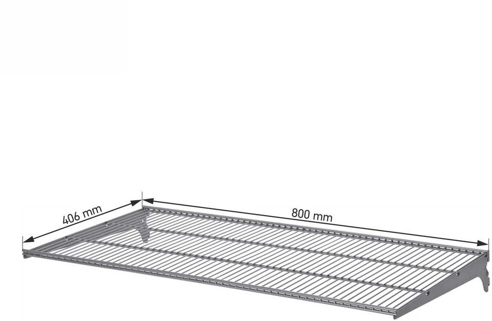 Lentyna su laikikliais Dolle, 800 mm x 406 mm, pilka
