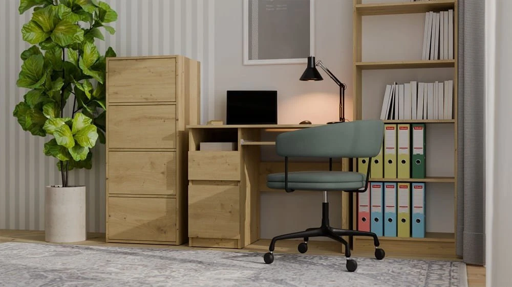 „Top E Shop“ komoda „ALMA“, antracito / ąžuolo spalvos