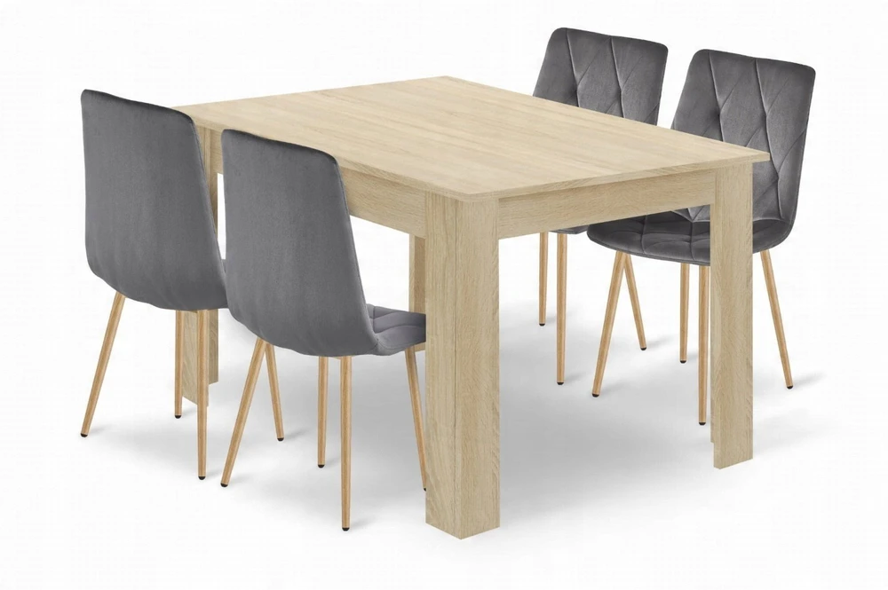 Lauko baldų komplektas Valora Baldų komplektas su stalu ir 4 kėdėmis, ąžuolo sonomos ir tamsiai pilkos spalvos, 120 × 80 × 75 cm, 5 vnt.