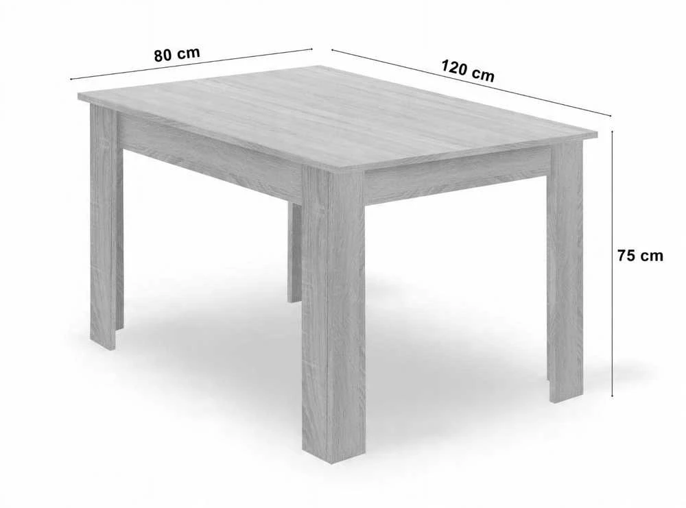 Valora Stalo ir 4 kėdžių komplektas, Craft ir pilka, 120 × 80 × 75 cm