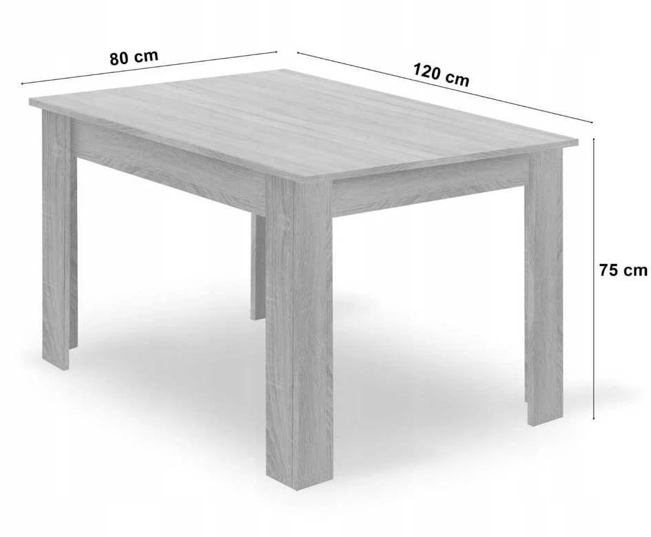 Valora Baldų komplektas su 4 kėdėmis, Craft ir juodos spalvos, 120 × 80 × 75 cm
