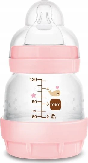 Mam Baby 130ml buteliukas su rožinėmis detalėmis
