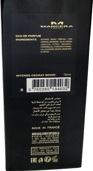 Kvepalai vyrams Mancera Intense Cedrat Boise EDP, 120 ml