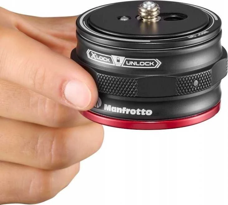 Manfrotto MOVE adapteris: detalus vaizdas su Xlock mechanizmu
