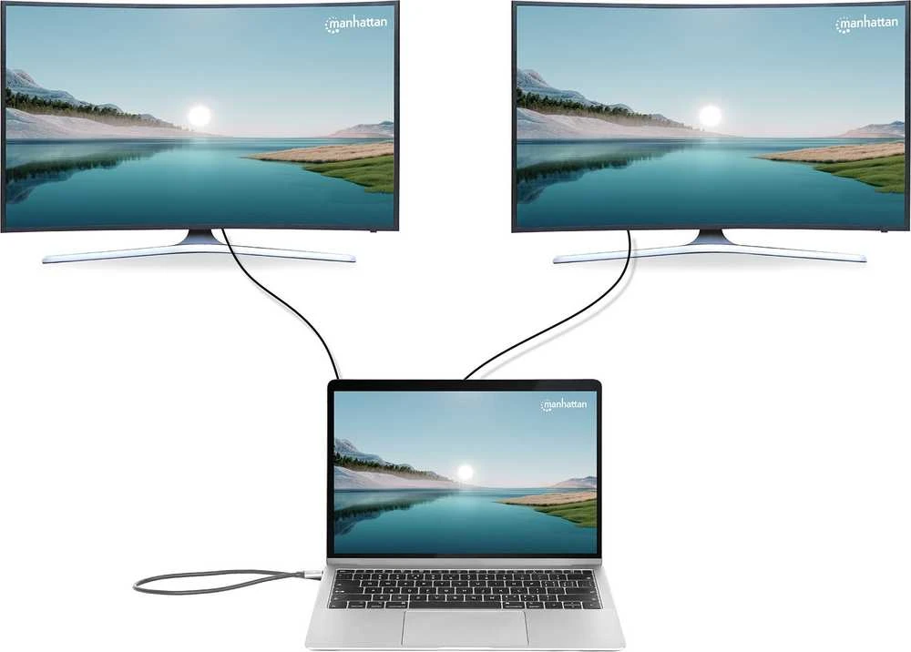 Manhattan 190398 knyginių kompiuterių dokas / jungčių replikatorius Vielinis USB 3.2 Gen 1 (3.1 Gen 1) Type-C Pilka