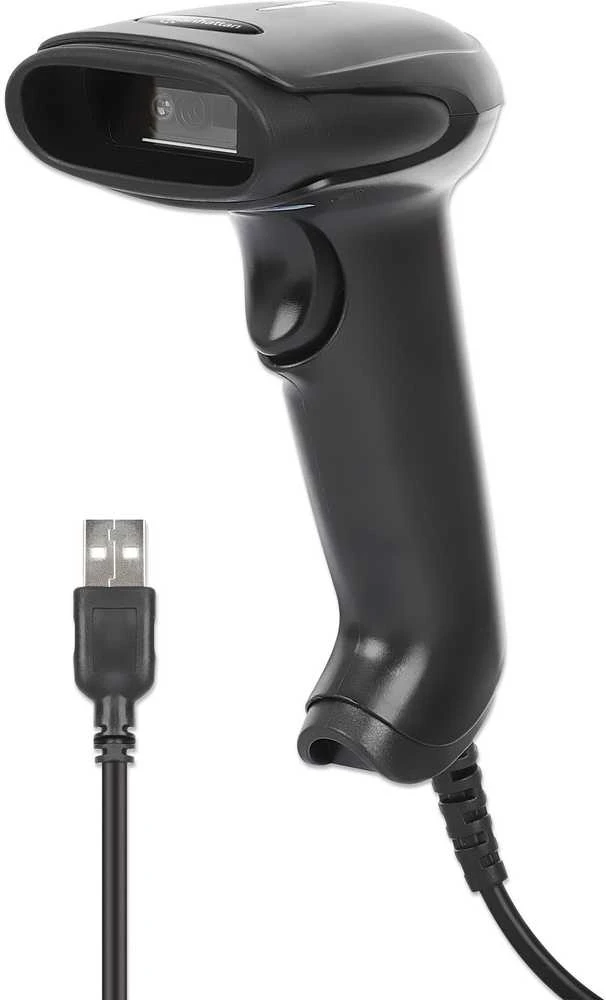 Juodas Manhattan 2D brūkšninių kodų skaitytuvas su USB laidu