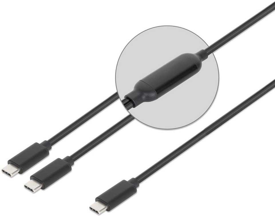 Kabelis USB Manhattan USB-C - 2x USB-C 2 m Juodas (355810)