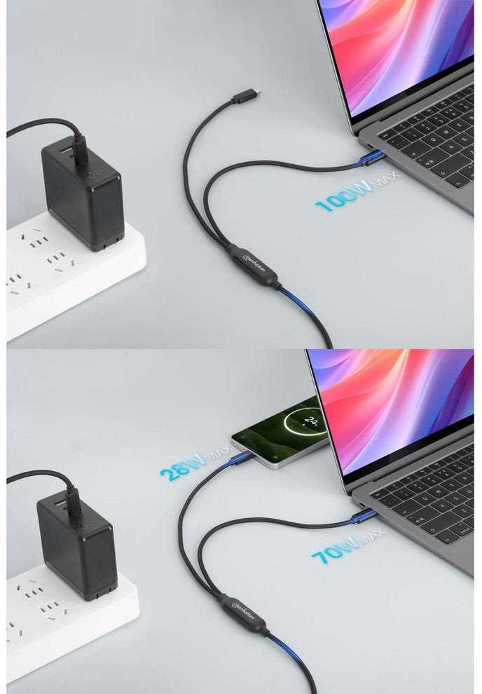 Kabelis USB Manhattan USB-C - 2x USB-C 2 m Juodas (355810)