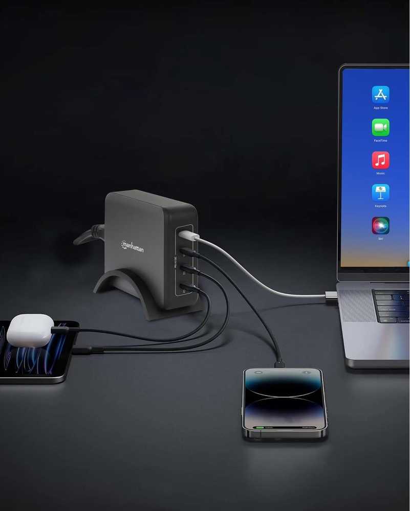 Įkroviklis Manhattan 4-Port GaN USB Power Delivery PD 3.1 4 USB-C 240W (102667)