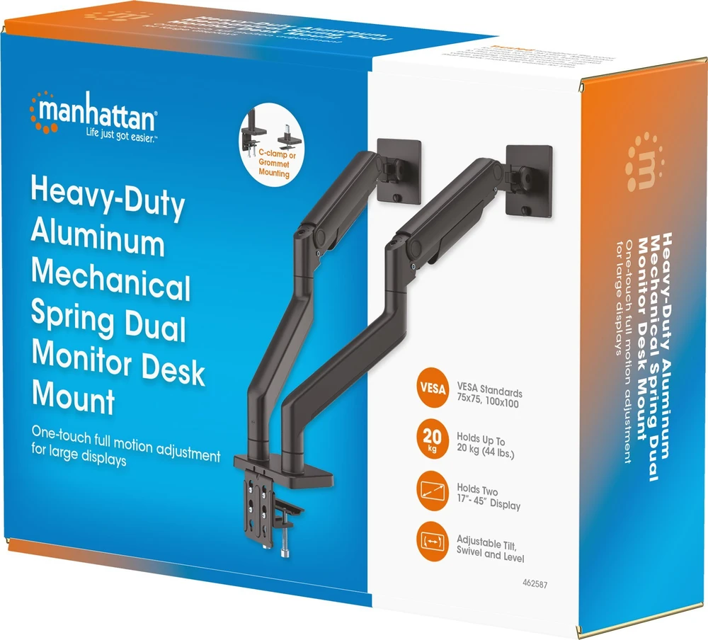 Manhattan Laikiklis biurkowy na 2 monitory 17'' - 45'' 462587
