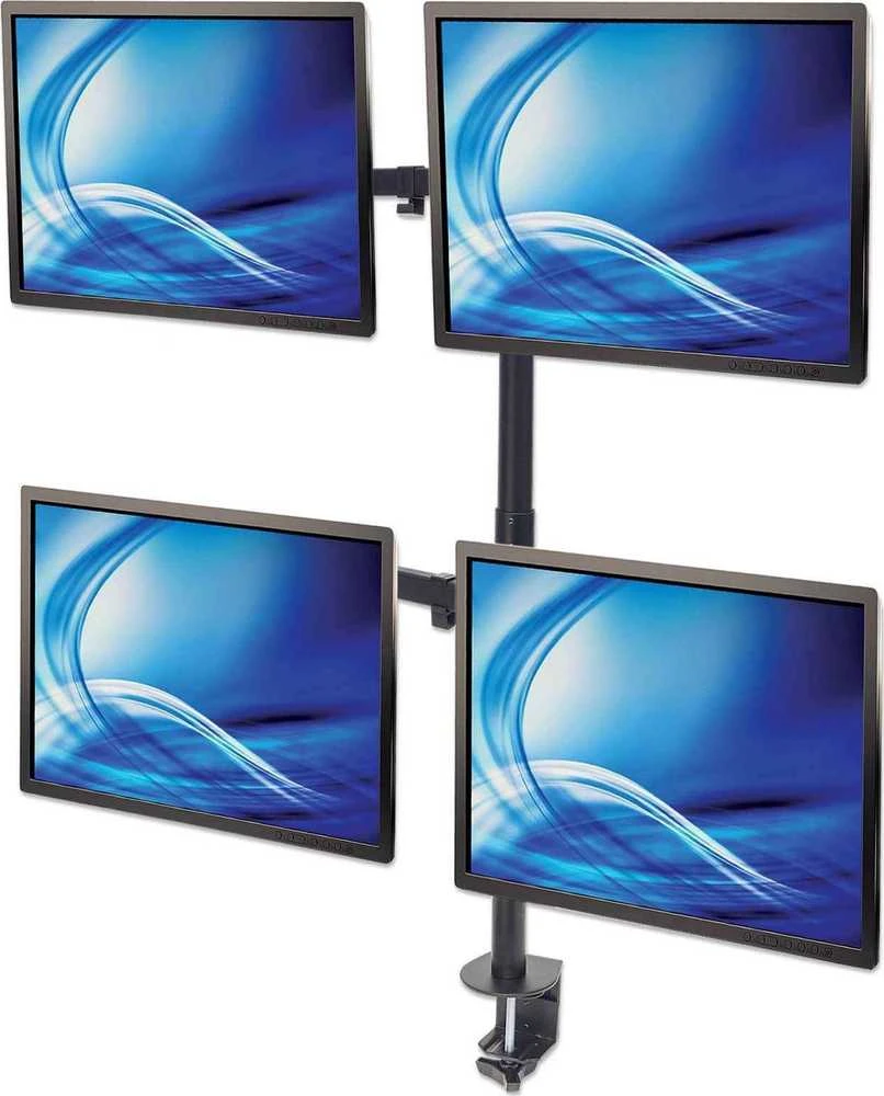 „Intracom MANHATTAN Monitorius“ laikiklis skirtas 4 LCD monitoriams. Laikoma keturi 33–81,3 cm (13–32 colių) monitoriai iki 8kg (juodas).