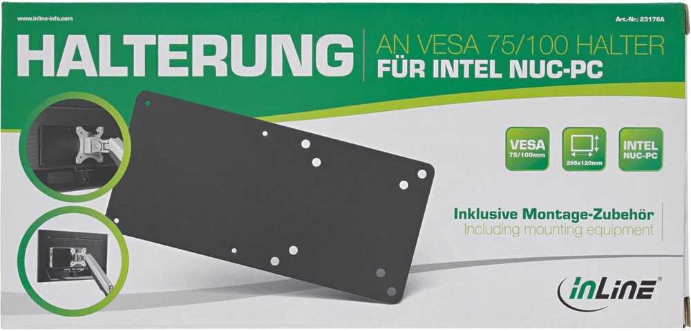 Laikiklis Manhattan InLine® Halterung für Intel NUC-PC an VESA 75/100 Halter
