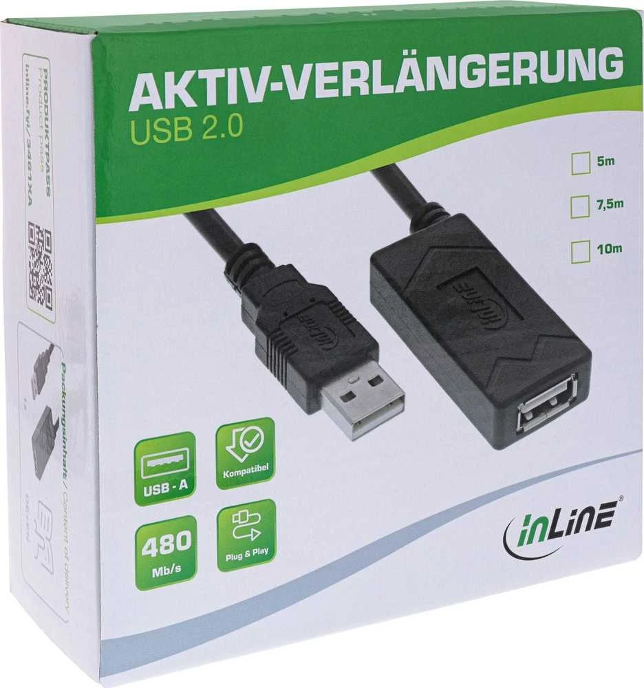 USB kabelis Manhattan USB-A - USB-A 7,5 m juodas
