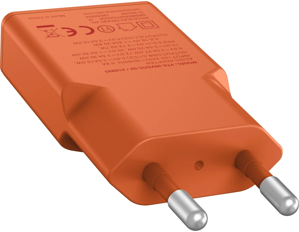Įkroviklis Manhattan InLine® GaN USB-C 2x USB-C 30W Oranžinė (31590O)