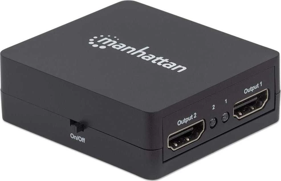 Manhattan Manheteno HDMI skirstytuvas, 1080p 2 prievadų HDMI skirstytuvas, maitinamas USB, juodas
