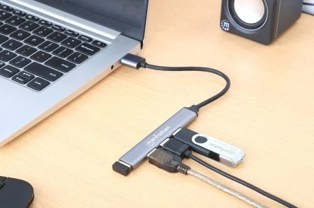 Manhattan Manhattan 168427 šakotuvai ir koncentratoriai USB 3.2 Gen 1 (3.1 Gen 1) Type-A 5000 Mbit/s pilka