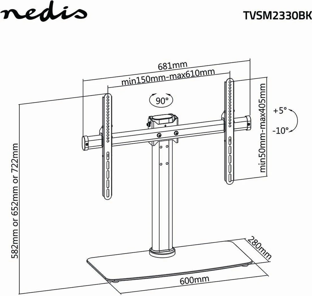Laikiklis Manhattan Nedis Universal LCD / LED / ''32 - 65'' TV Holder (45kg max) Juodas