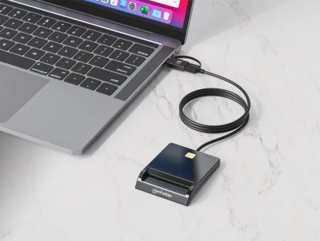 Manhattan Skaitytuvas kart chipowych su USB-C / USB-A wtyczką combo (102759)