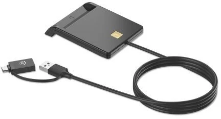 Manhattan Skaitytuvas kart chipowych su USB-C / USB-A wtyczką combo (102759)