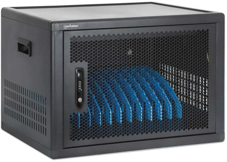 Manhattan Nešiojamas kompiuteris Charging Cabinet Desktop (or trolley) via USB-C 65W 16" 12-bay, Suitable for USB-C laptops (to 16"), iPads, MacBooks, Chromebooks, other USB-C devices, Bays 395x32.5x290mm, USB-C charging cables included,Cart, UK & EU