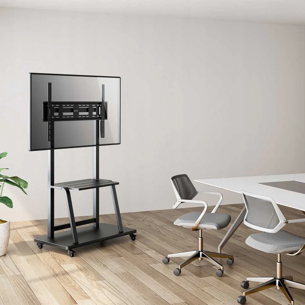 Laikiklis Manhattan 462334 mobilus LED/LCD/interaktyvios baltos lentos televizoriaus stovas, 37–100", 150 kg, su lentyna