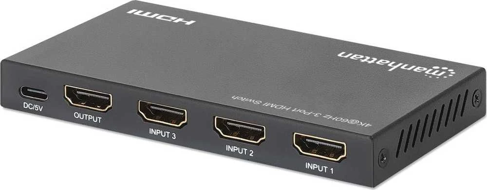 Šakotuvas „Manhattan Switch“ 3x HDMI 2.0 4K60Hz 3 prievadų HDMI jungiklis, automatinis