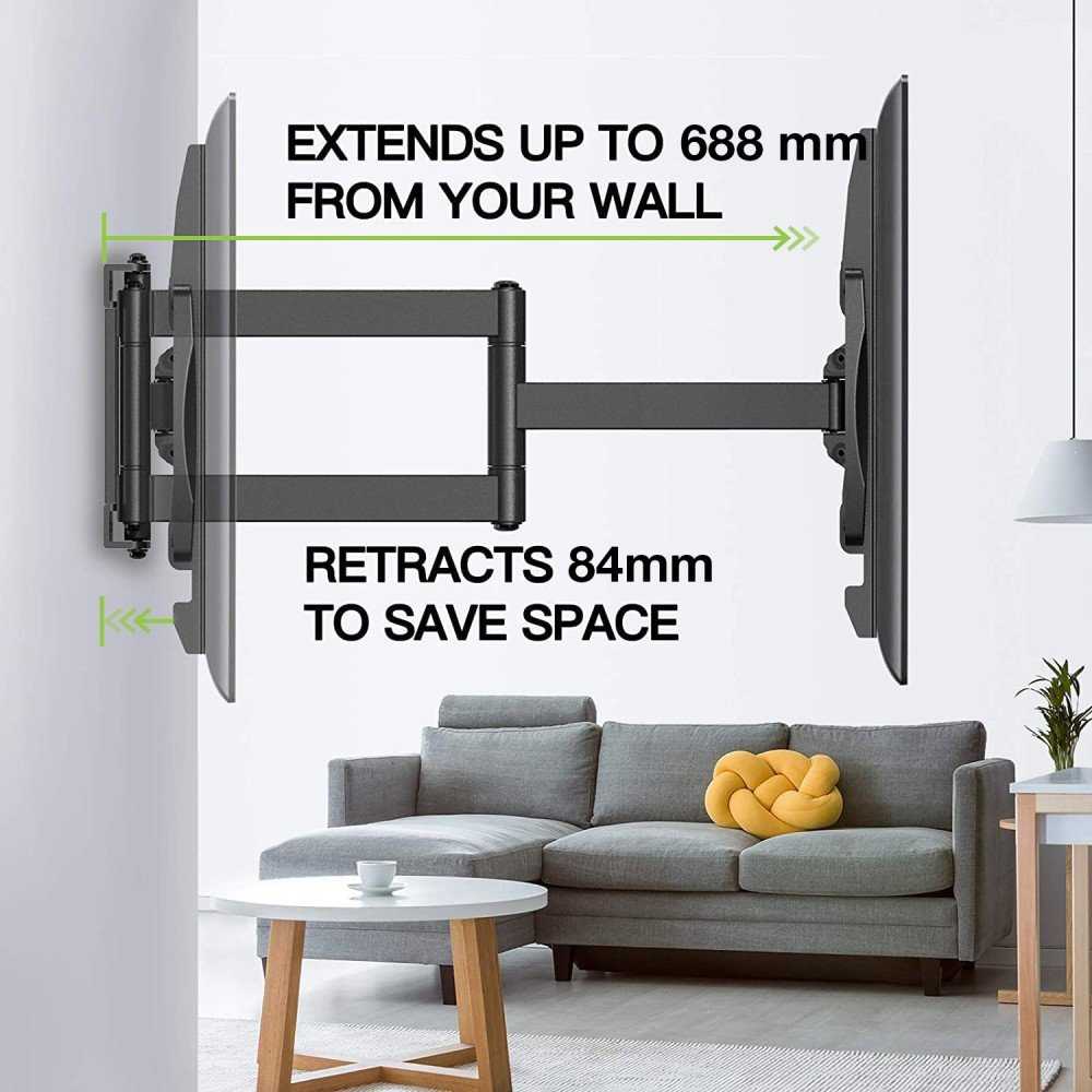 Laikiklis Intracom Manhattan TECHLY Wandhalterung fuer LCD TV 81,28cm bis 177,80cm Tragklast bis 45Kg Slim Juodas Ausziehbarer Arm bis zu 688mm