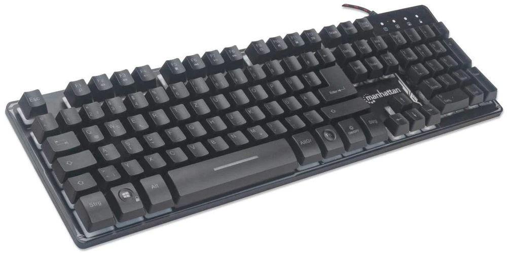 MANHATTAN USB-Gaming-Klaviatūra mit LEDs und Metallunterseite