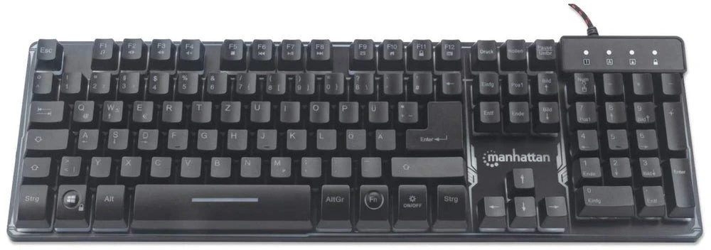 MANHATTAN USB-Gaming-Klaviatūra mit LEDs und Metallunterseite