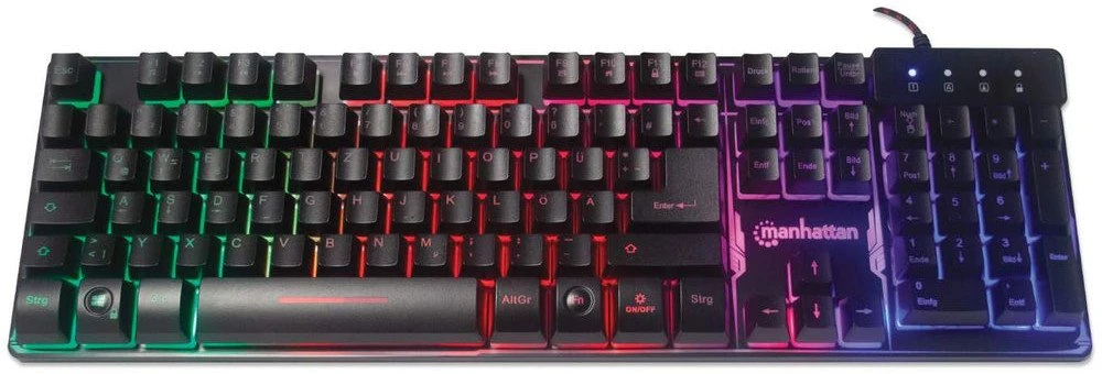 MANHATTAN USB-Gaming-Klaviatūra mit LEDs und Metallunterseite