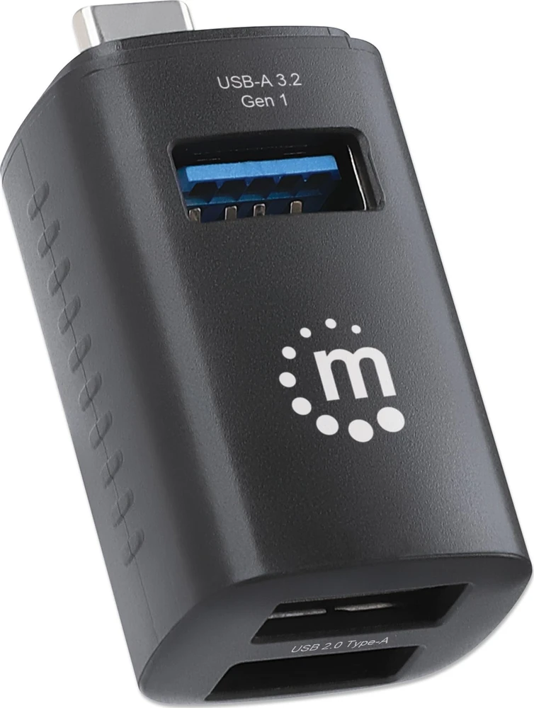 Manhattan USB šakotuvas su 3 prievadais, USB 3.2 Gen1, Type-C į 1x USB-A 3.0, 2x USB 2.0 (180993)