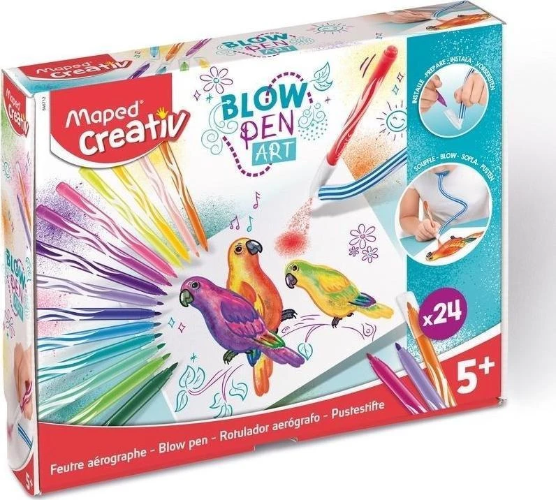 Maped CREATIV Blow Pen Art pučiamųjų flomasterių rinkinys, 24 spalvų