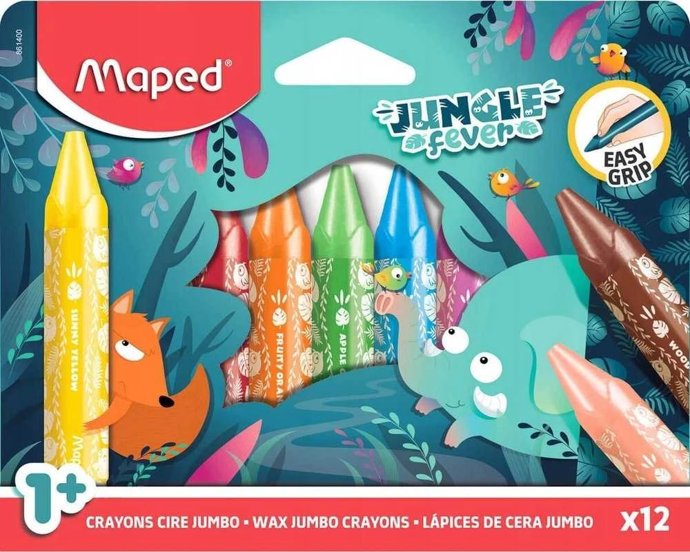Vaškinė kreidelė Maped Jungle Fever Jumbo 12vnt.