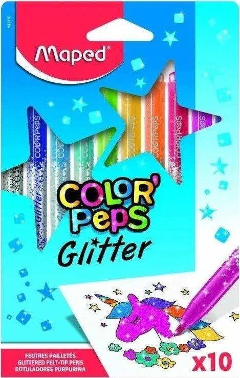 Maped Glitter markeriai 10 spalvų