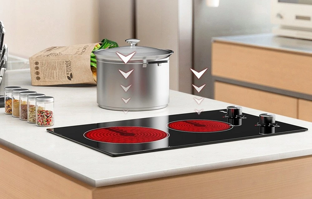 IsEasy LT2V-30 dviejų zonų keraminė/elektrinė viryklė su rankenėlėmis