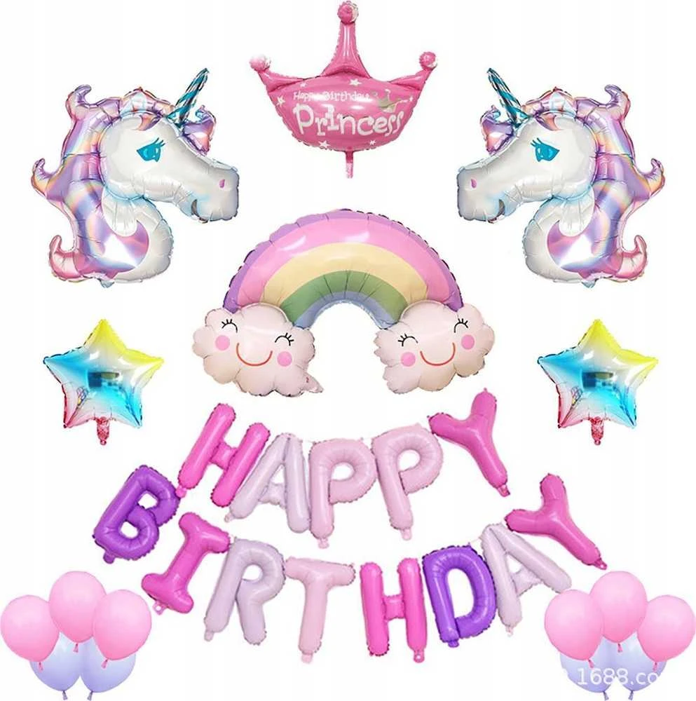 Vienaragių ir Happy Birthday folinių balionų rinkinys