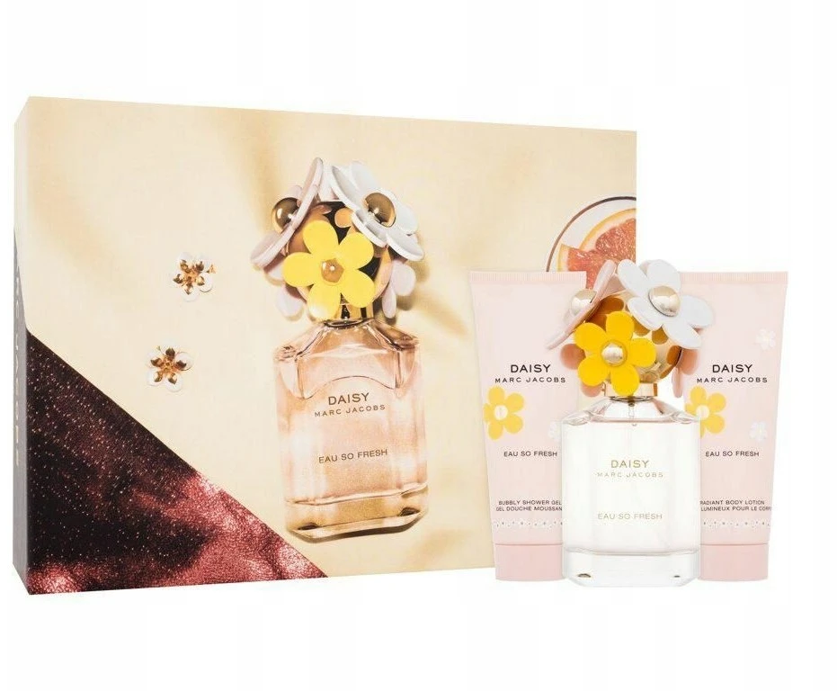 Marc Jacobs rinkinys Marc Jacobs: Daisy Eau So Fresh, tualetinis vanduo, moterims, 75 ml + Daisy Eau So Fresh, drėkinamasis, Losjonui, 75 ml + Daisy Eau So Fresh, drėkinamasis, dušo želė, visiems odos tipams, 75 ml moterims