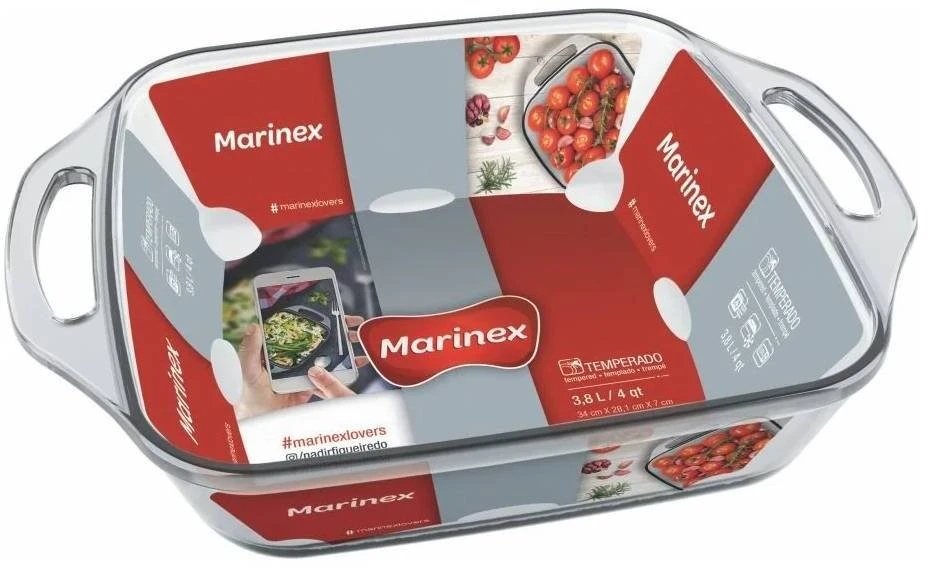 Didelė kvadratinė kepimo forma 3,8 l, 7 x 34,5 x 28 cm, MARINEX. Pagaminta Brazilijoje