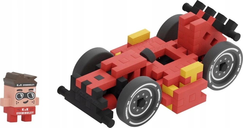 Marioinex Mini vaflinės kaladėlės raudonas automobilis 50vnt + figūrėlė