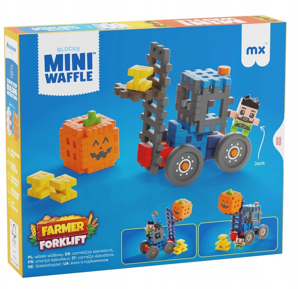 Marioinex *****Klocki waffle Farmer wózek widłowy 50el 07511
