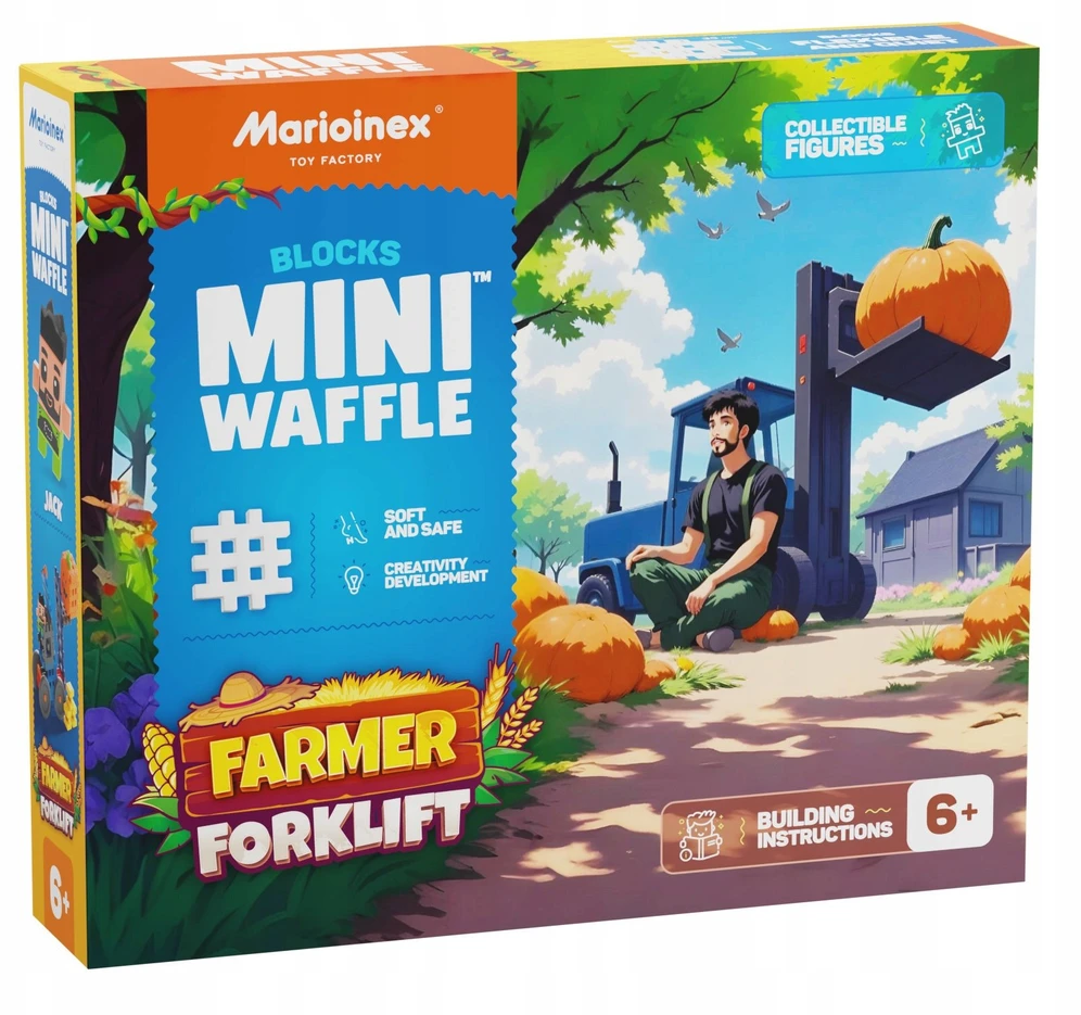 Marioinex *****Klocki waffle Farmer wózek widłowy 50el 07511