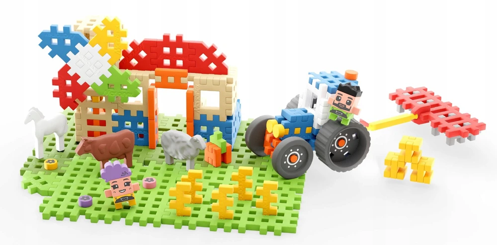 Marioinex *****Klocki waffle Farmer zakręc.młyn 100el 07559