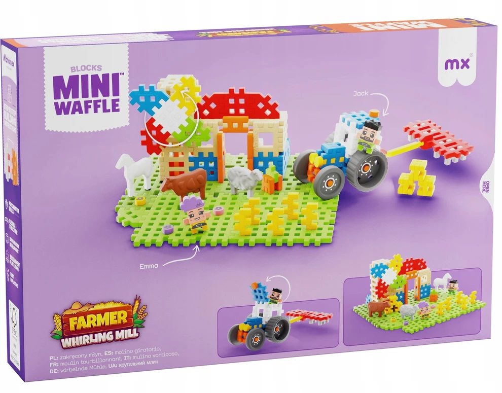 Marioinex *****Klocki waffle Farmer zakręc.młyn 100el 07559
