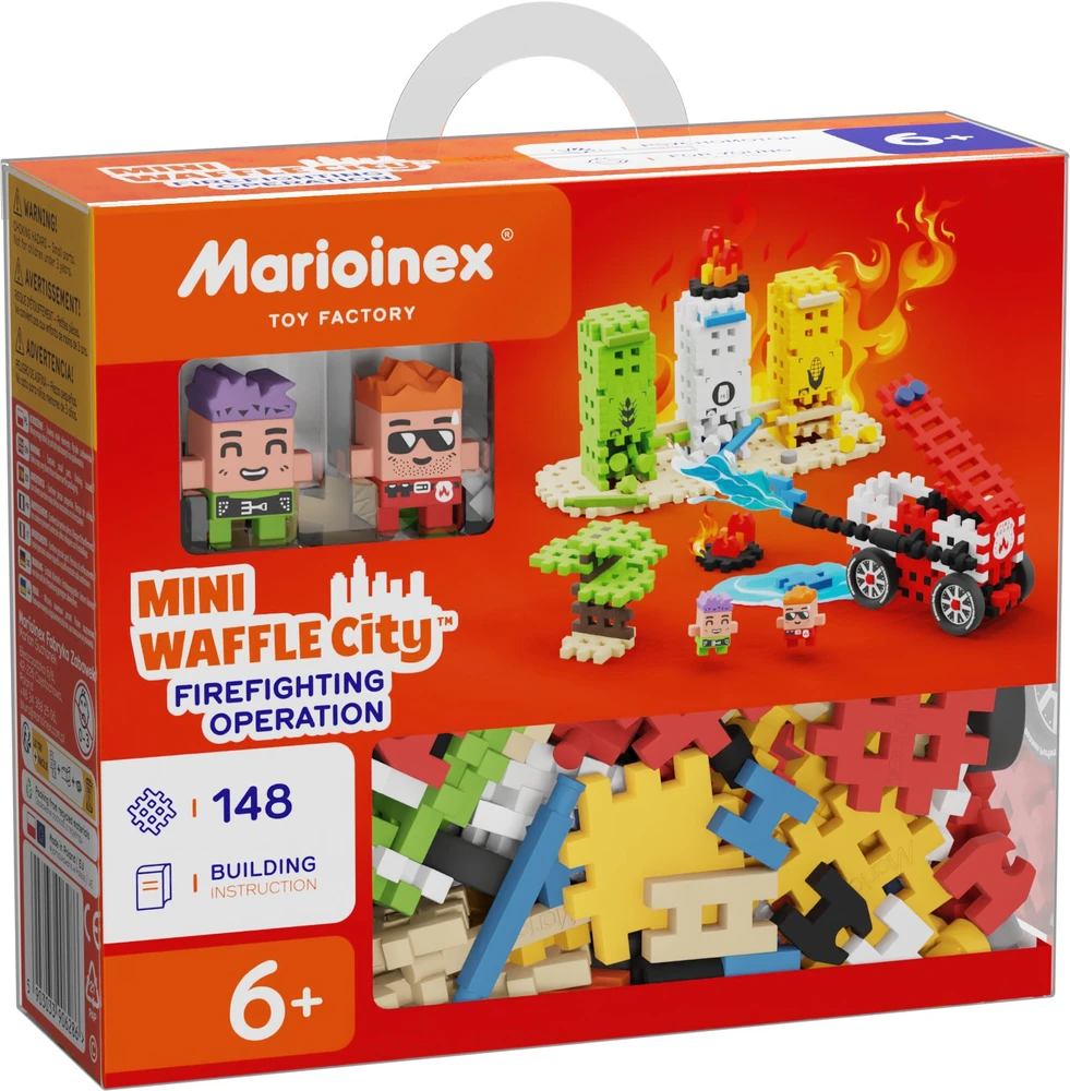 Marioinex Mini Waffle City statybiniai kaladėlės Ugniagesio veiksmas, 148 detalės