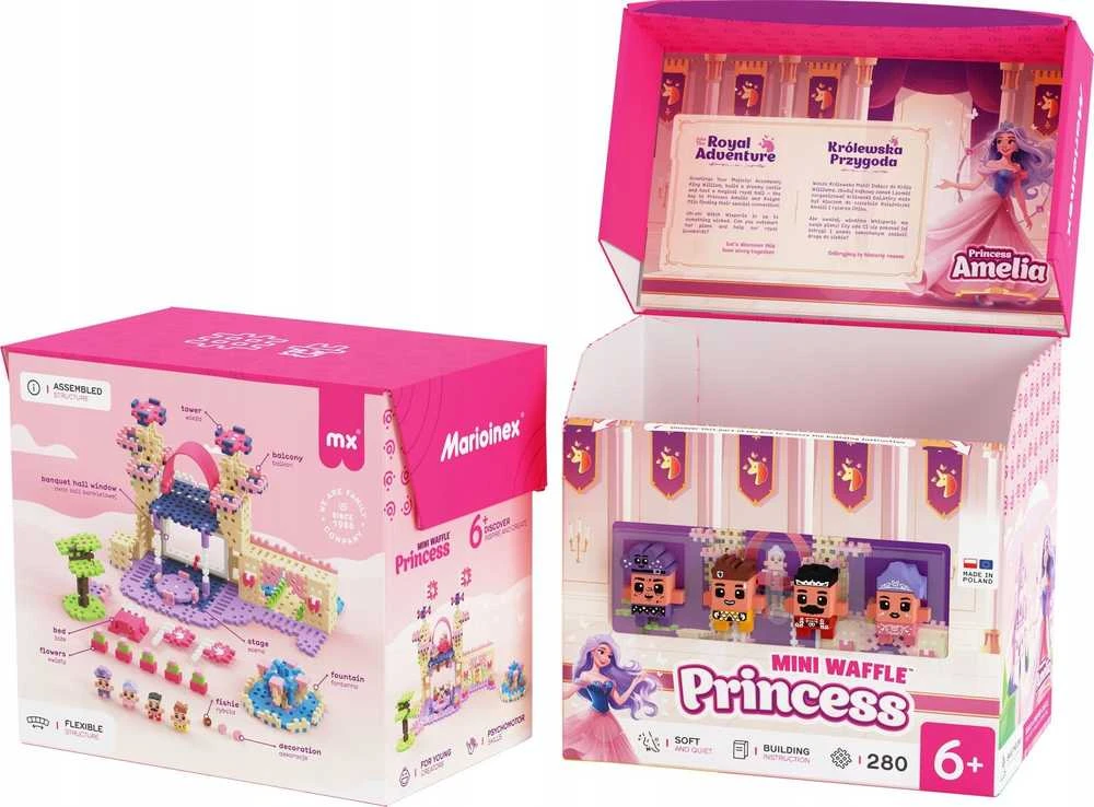 Konstruktorius Marioinex Mini Waffle Princess Karališkas nuotykis, 280 vnt. + figūros, 4 vnt.