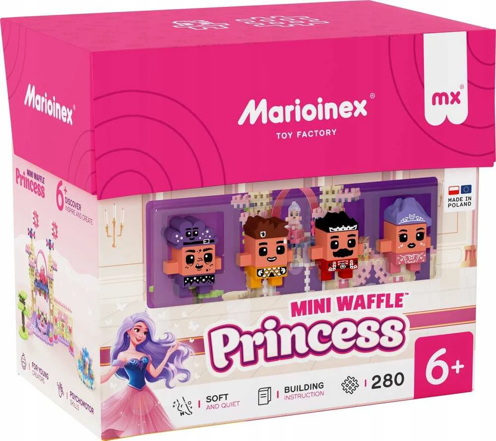 Konstruktorius Marioinex Mini Waffle Princess Karališkas nuotykis, 280 vnt. + figūros, 4 vnt.